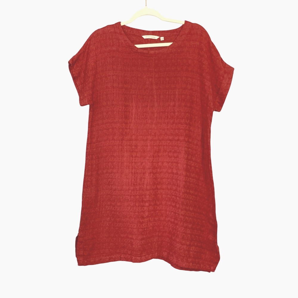 Soft Surroundings Remi Gauze Linen Cotton Cap‎ sleeve Mp Shirt dress Brick Red